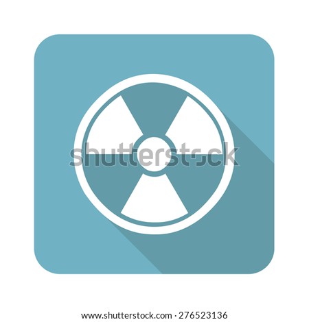 Square icon with image of radiohazard, isolated on white