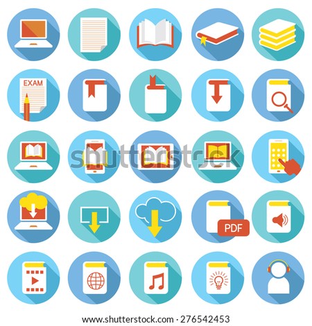 School Online, E-Learning, E-Book, Icons Set, Education & Study