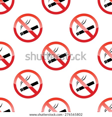 Vector NO SMOKING sign repeated on white background