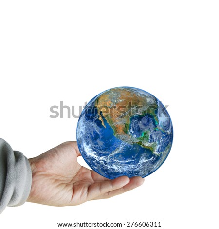 hand hold the earth ,including elements furnished by NASA