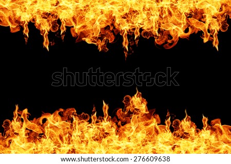 Fire flames on black background Royalty-Free Stock Photo #276609638