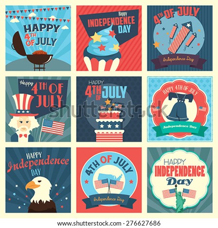 A vector illustration of Fourth of July Independence Day icon sets
