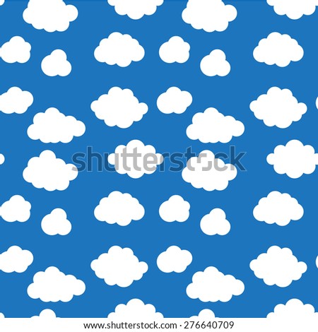 Vector illustration of clouds seamless pattern flat design