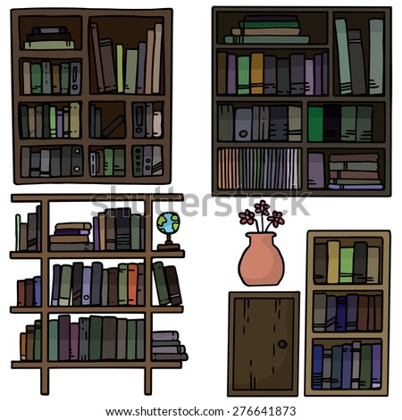 vector set of bookshelf