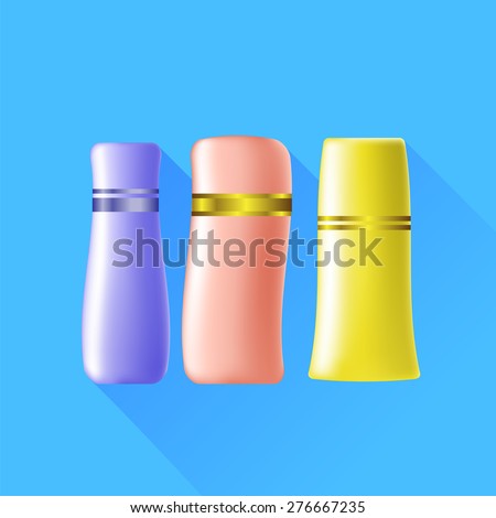 Set of Cosmetic Tubes Isolated on Blue Background.