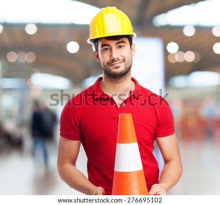 worker man with cone