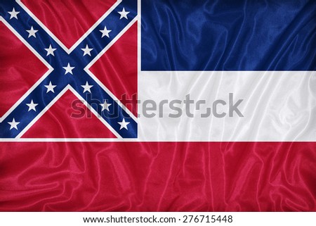 Mississippi flag on fabric texture,retro vintage style