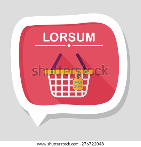 shopping basket flat icon with long shadow,eps10