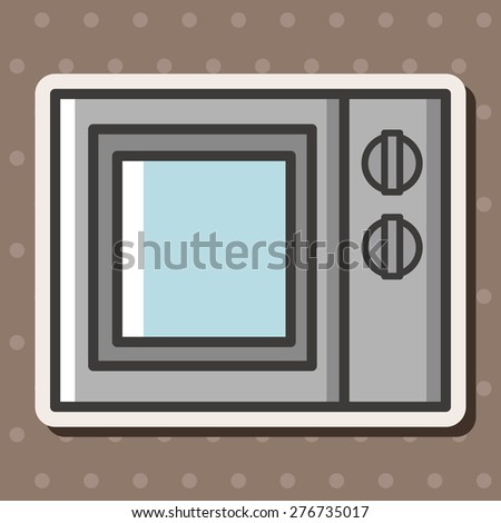 Home appliances theme microwave , cartoon sticker icon
