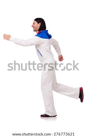 A man in white sportswear isolated on white