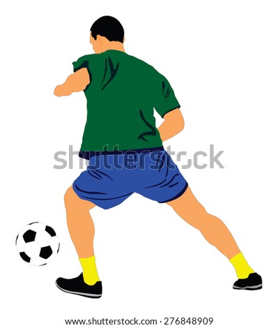 Soccer player vector isolated on white background. High detailed football player cutout outlines. Feint situation.