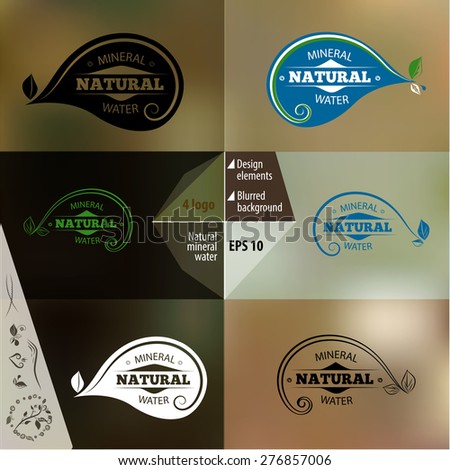 Mineral Water Labels Set.  Floral design elements.