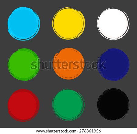 Acrylic paint background frames collection. Blue, yellow, white, green, orange, red, black colors. Vector