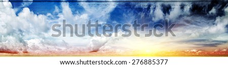 Sunrise and cloudy sky canvas. Summer background