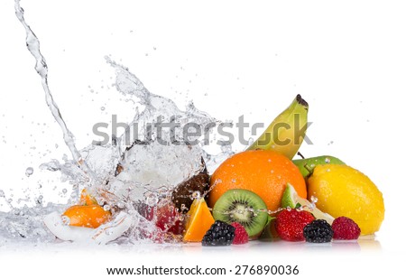 Fresh fruit with water splash