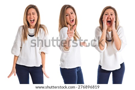 Set images of woman shouting