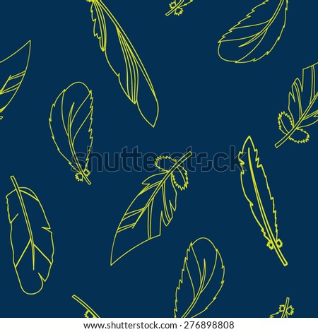 Vector graphic seamless pattern with feathers