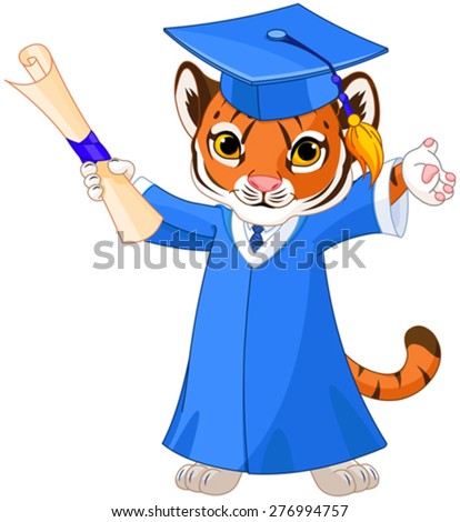Illustration of cute tiger graduates 