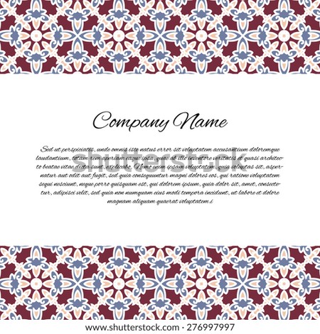 Vector ornate decor with place for text. Card for business in retro style
