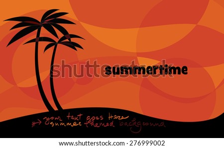 silhouette of two palm trees on hot summer background