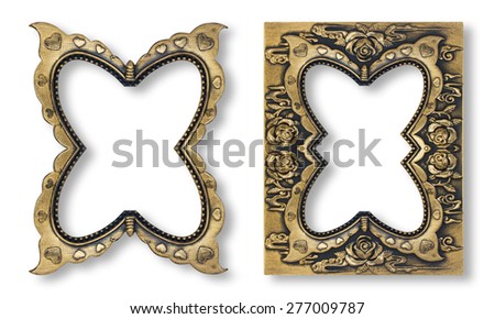 antique gold frame isolated on white background