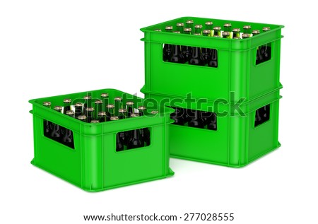 plastic box with bottles isolated on white background Royalty-Free Stock Photo #277028555
