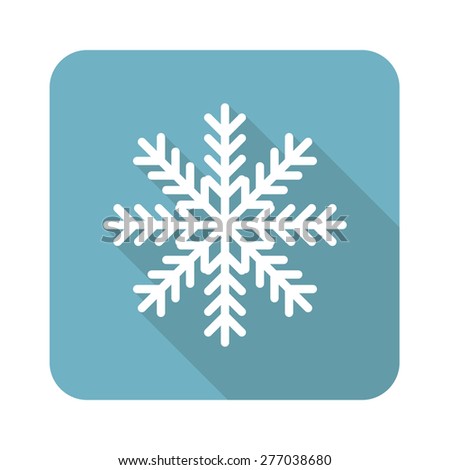 Vector square icon with image of snowflake, isolated on white