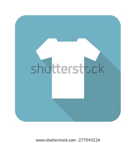 Vector square icon with image of T-shirt, isolated on white