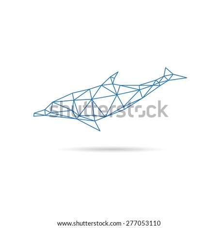 Dolphin triangle silhouette abstract, vector illustration