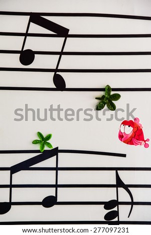 Music notes on a solide white background