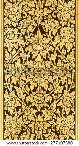 Traditional Ancient Thai style Gold painting art Pattern Royalty-Free Stock Photo #277107380