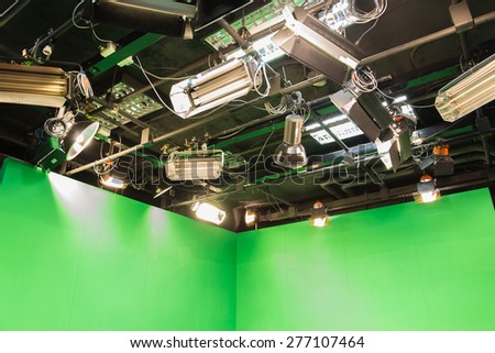 Television studio with lights