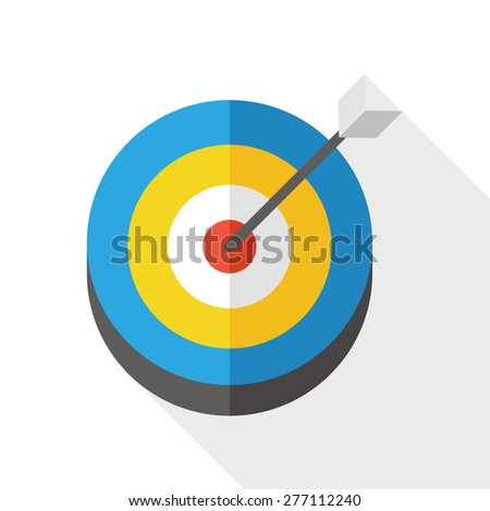 target & arrow flat icon with long shadow