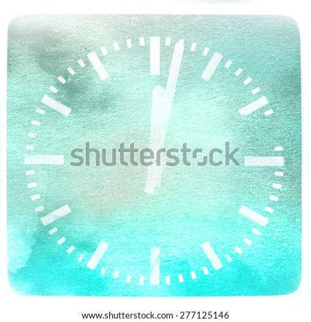 classic round clock isolated on watercolor background