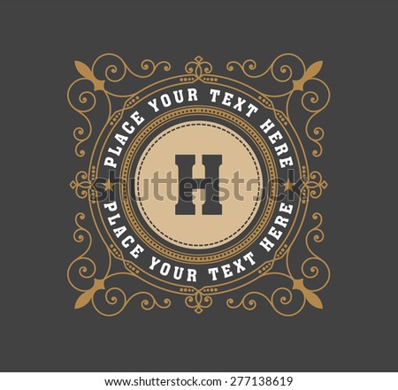 vintage logo template, Hotel, Restaurant, Business or Boutique Identity. Design with Flourishes Elegant Design Elements. Royalty, Heraldic style .Vector Illustration 