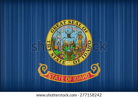 Idaho flag pattern on the fabric curtain, vintage style