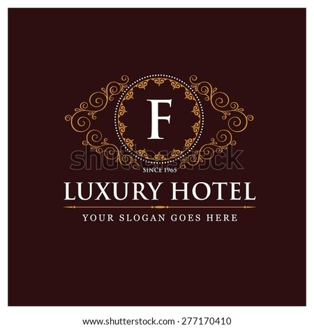 Luxury Hotel Logo template flourishes calligraphic elegant ornament lines. Monogram design elements, Business sign identity for Restaurant, Royalty, Boutique, Cafe, Hotel and other vector illustration