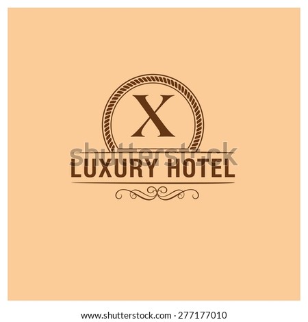 Luxury Hotel Logo template flourishes calligraphic elegant ornament lines. Monogram design elements vintage style old logo. vector illustration