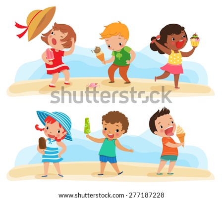 Illustration of children feeling happy with their ice cream