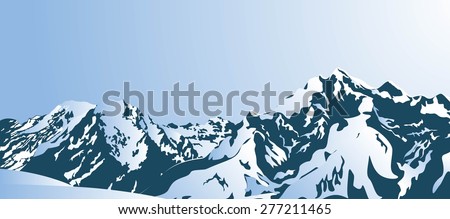 Snowy mountains in the morning. Vector illustration Royalty-Free Stock Photo #277211465