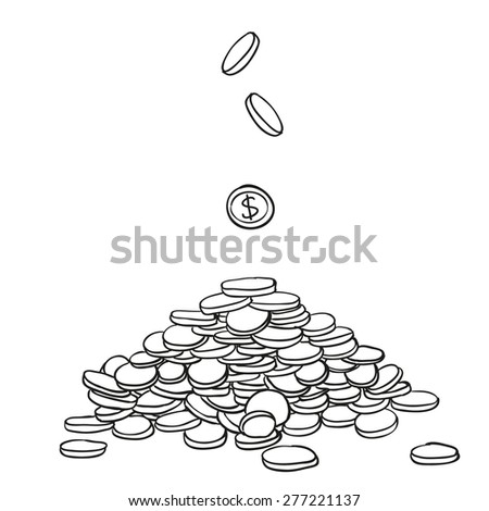 Pile of money. doodle coins