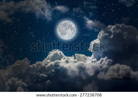 backgrounds night sky with stars, moon and clouds.. Elements of this image furnished by NASA