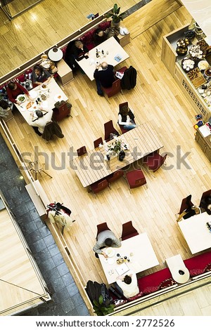 the top view cafe in a supermarket.