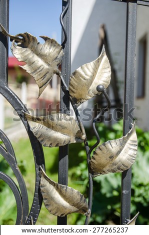 floral ornament on wrought cast iron fence