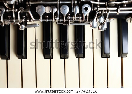 Musical instrument piano and oboe Classical music instrument close up