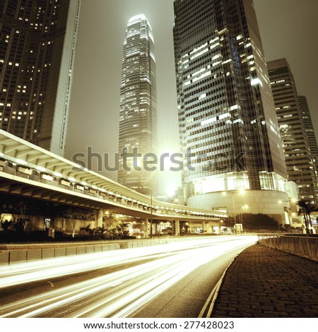 traffic city night  at hongkong,china