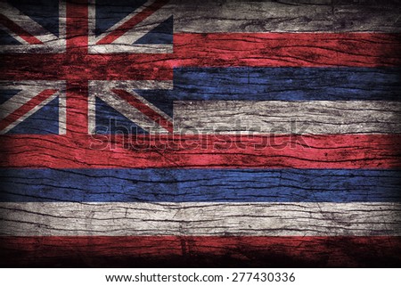 Hawaii flag pattern on wooden board texture ,retro vintage style