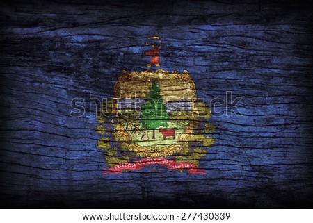 Vermont flag pattern on wooden board texture ,retro vintage style