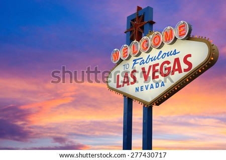 Welcome to Fabulous Las Vegas Sign At Sunset Royalty-Free Stock Photo #277430717