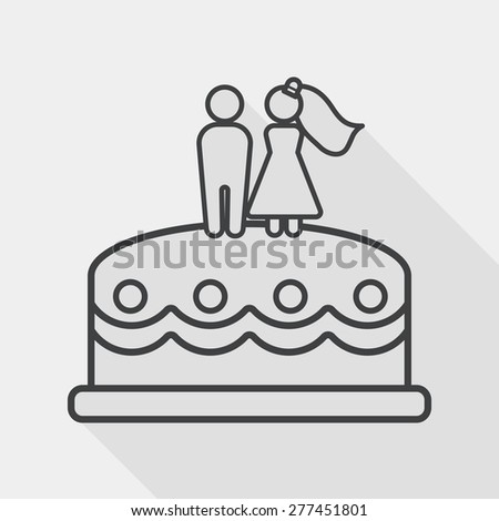 wedding cake flat icon with long shadow, line icon